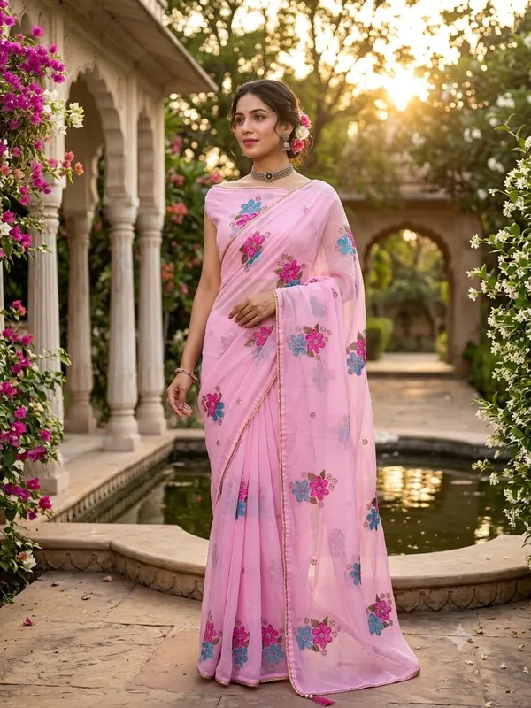 Pink_Georgette_Saree_For_Women