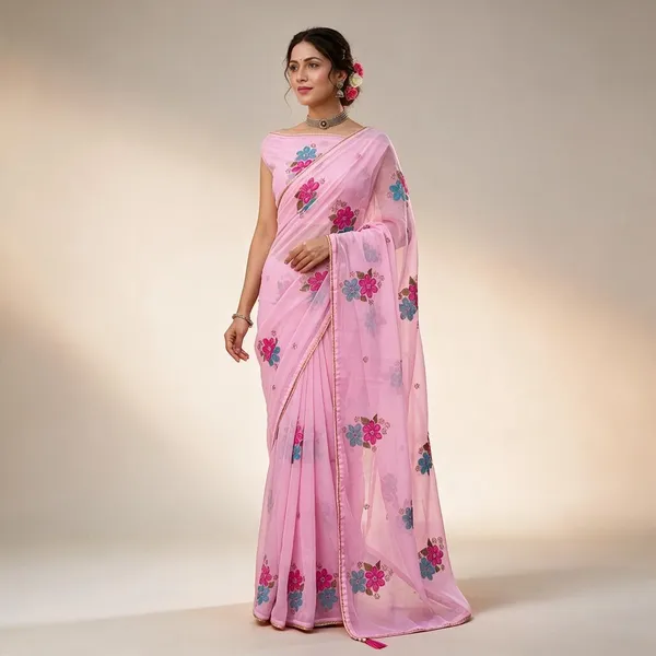 Pink_Georgette_Saree_For_Women