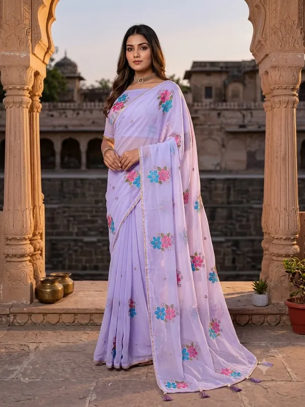 Purple_Georgette_Saree_For_Women