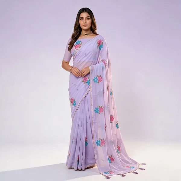 Purple_Georgette_Saree_For_Women