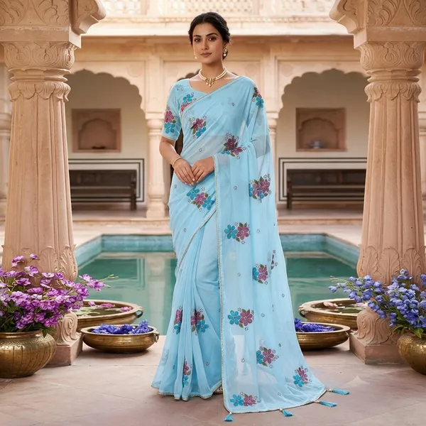 Blue_Georgette_Saree_For_Women