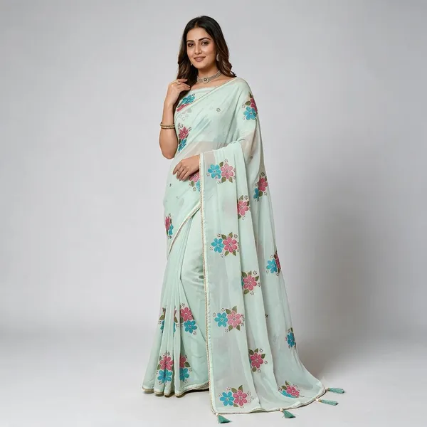 Green_Georgette_Saree_For_Women