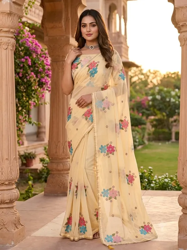 Yellow_Georgette_Saree_For_Women