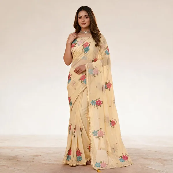 Yellow_Georgette_Saree_For_Women