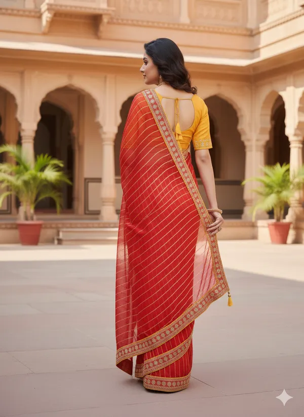 Red_And_Gold_Rayon_Saree_For_Women