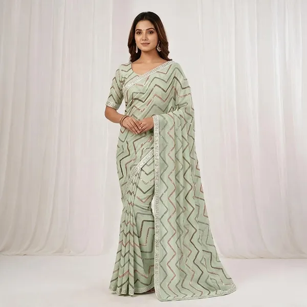 Green_Georgette_Saree_For_Women