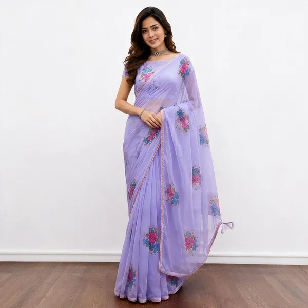 Lavender_Georgette_Saree_For_Women