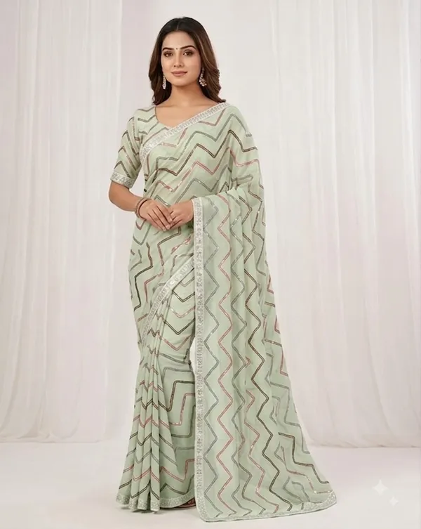 Green_Georgette_Saree_For_Women