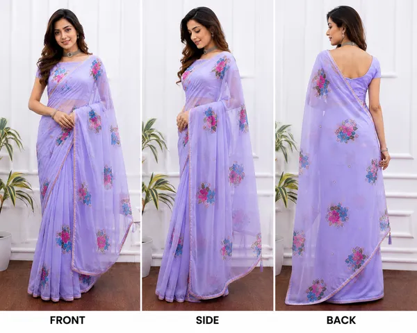 Lavender_Georgette_Saree_For_Women
