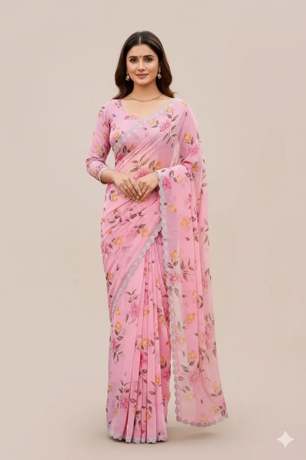 Pink_Georgette_Saree_For_Women