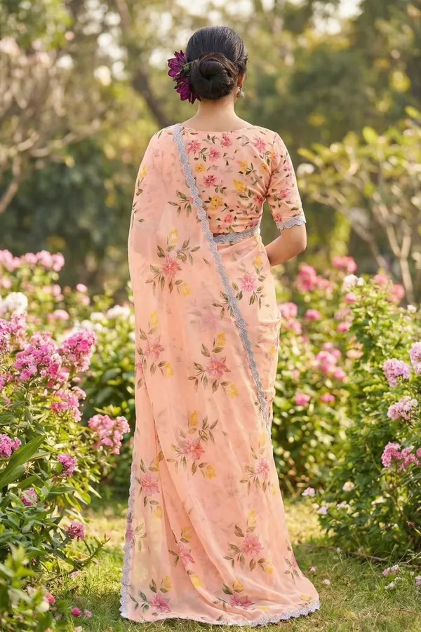 Peach_Georgette_Saree_For_Women