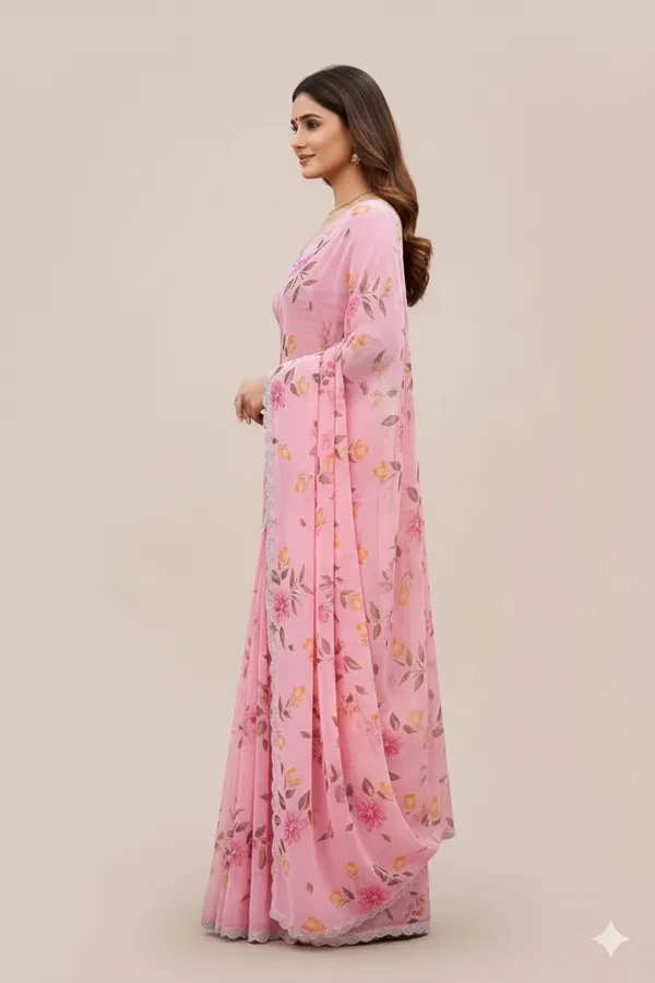 Pink_Georgette_Saree_For_Women