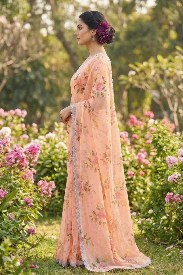 Peach_Georgette_Saree_For_Women