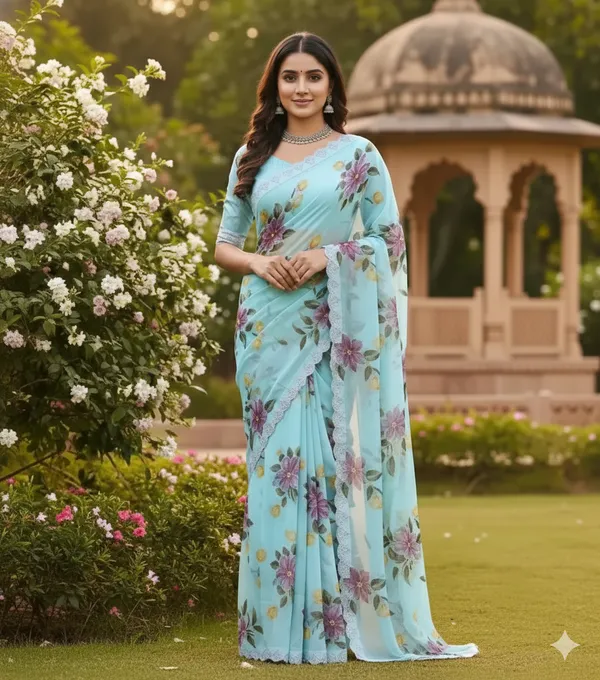 Light_Blue_Georgette_Saree_For_Women