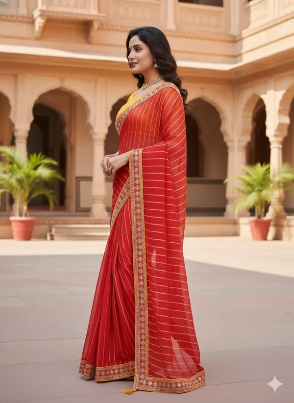 Red_And_Gold_Rayon_Saree_For_Women