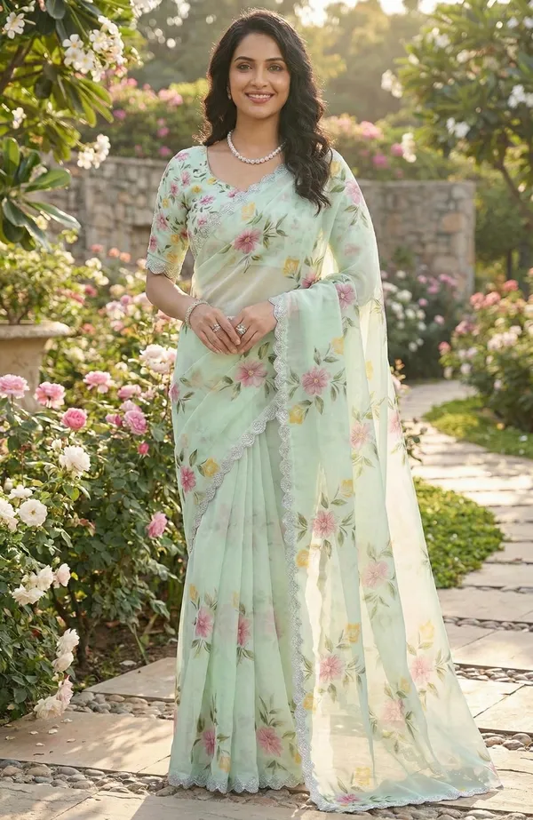 Mint_Green_Georgette_Saree_For_Women