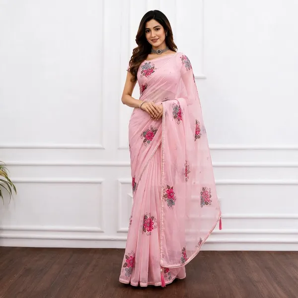 Pink_Georgette_Saree_For_Women