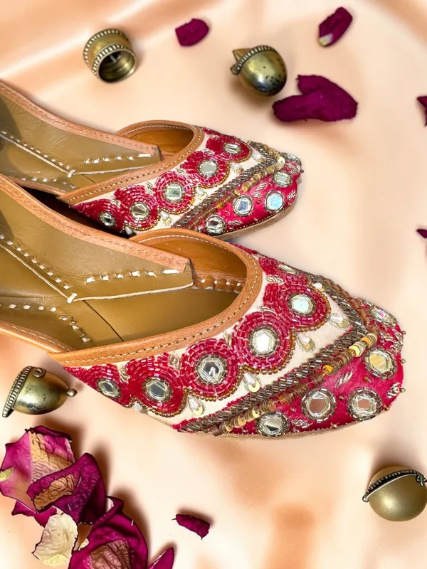 Patola_Jutti_Beige_and_Maroon_Leather_Women