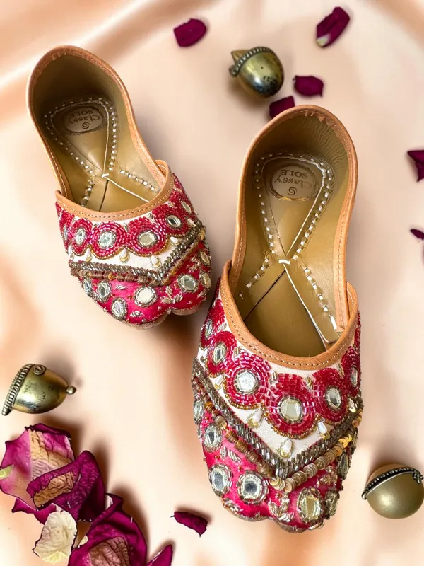 Patola_Jutti_Beige_and_Maroon_Leather_Women
