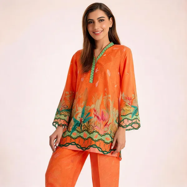 Orange_Lawn_Unstitched_Printed_Straight_Kurta_Set_For_Women