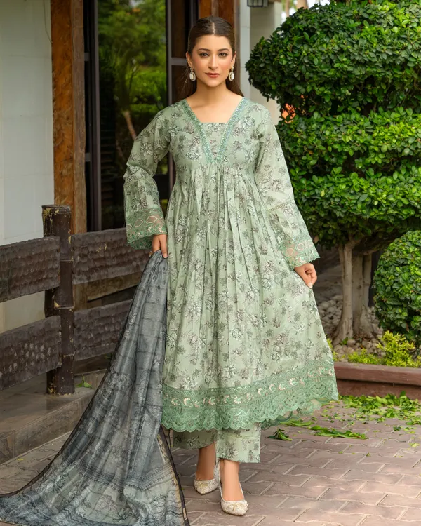 Green_Floral_Print_Anarkali_Suit_Set_for_Women