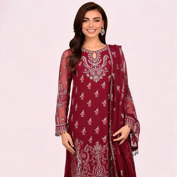 Maroon_Chiffon_Embroidered_Unstitched_Straight_Suit_Set_For_Women