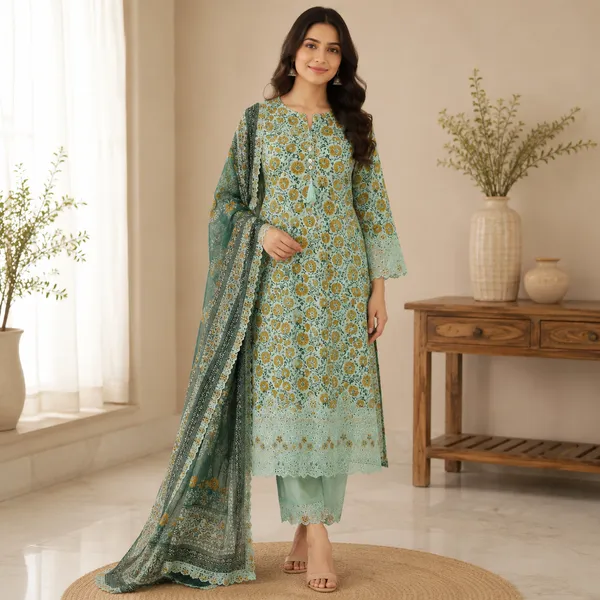 Teal_Lawn_Printed_Straight_Floral_Suit_Set_For_Women
