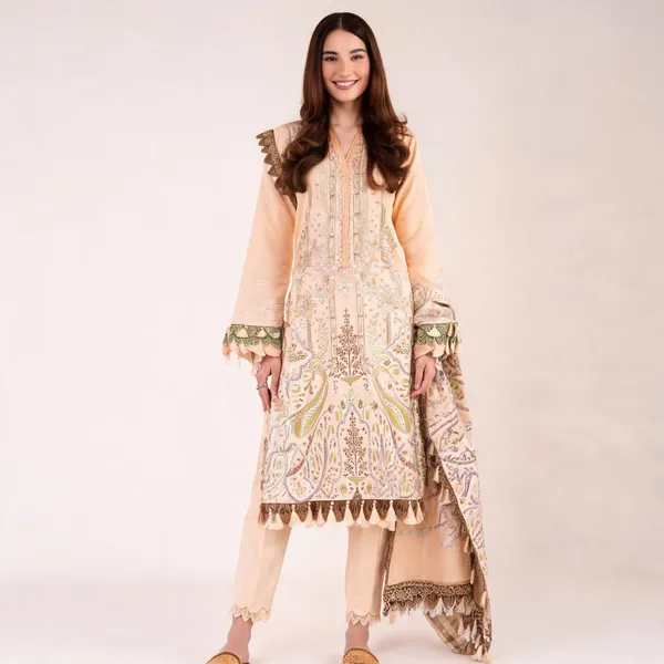 Cream_Lawn_Unstitched_Printed_Straight_Kurta_Set_For_Women