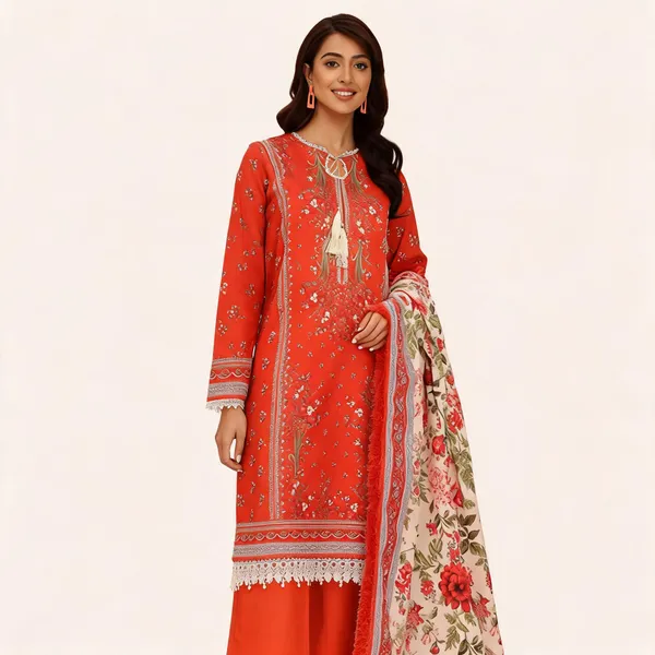 Red_Lawn_Printed_Unstitched_Straight_Kurta_Set_For_Women