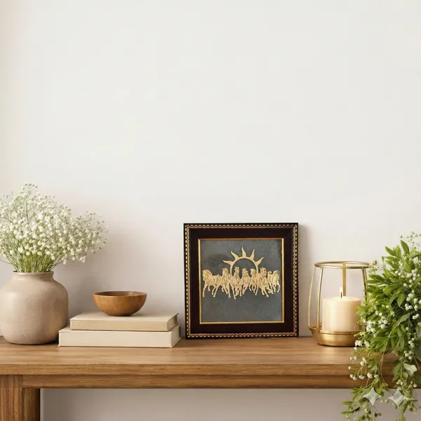 7_Horses_On_Raw_Pyrite_Frame_With_Free_Raw_Pyrite_Stone
