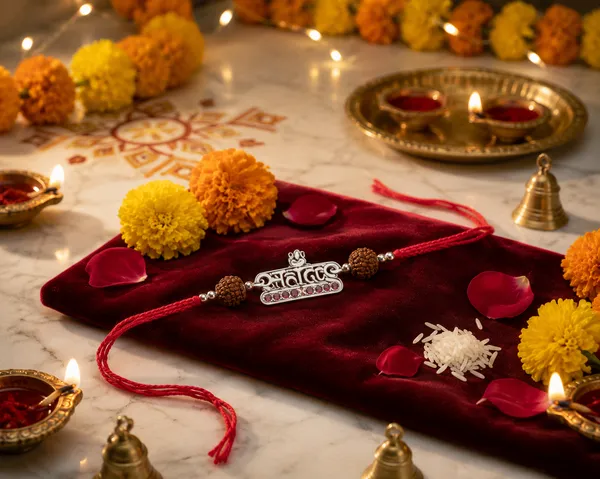 Red_Thread_Rudraksha_Devotional_Sterling_Silver_Rakhi_For_Men