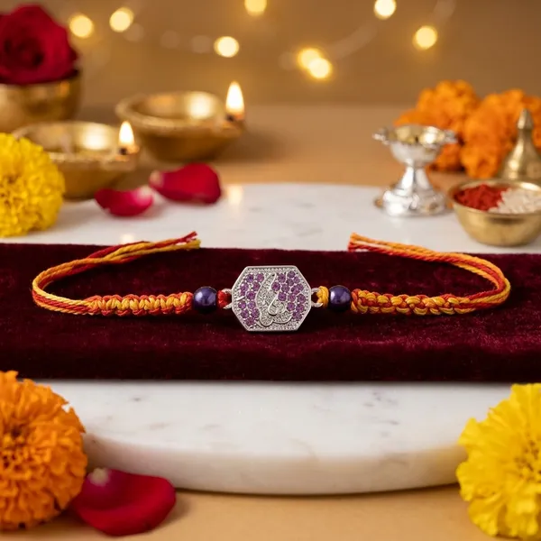 Red_Yellow_Silver_Purple_Bead_Sterling_Silver_Rakhi_For_Men