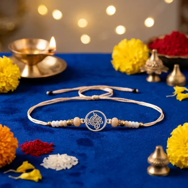 Silver_White_Bead_Round_Charm_Traditional_Sterling_Silver_Rakhi_For_Men