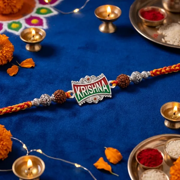 Red_Yellow_Silver_Krishna_Rudraksha_Sterling_Silver_Rakhi_For_Men