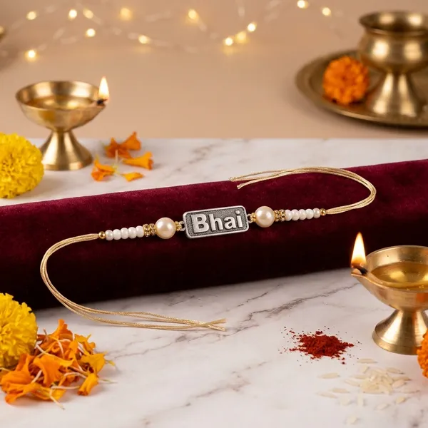 Silver_White_Bead_Sterling_Silver_Bhai_Charm_Rakhi_For_Men