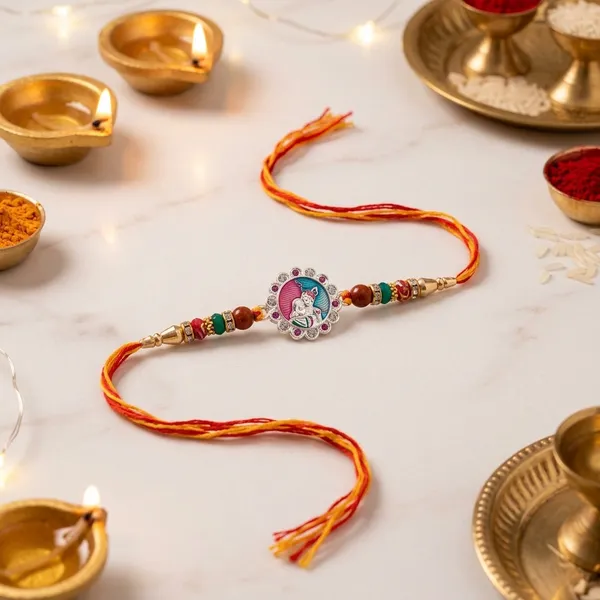 Multicolour_Thread_Real_Gem_Sterling_Silver_Rakhi_For_Men
