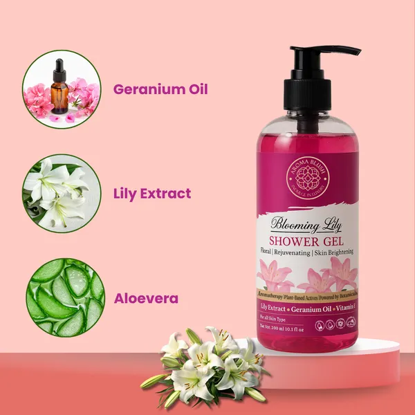 Aromablush_Blooming_Lily_Geranium_Vitamin_E_Shower_Gel