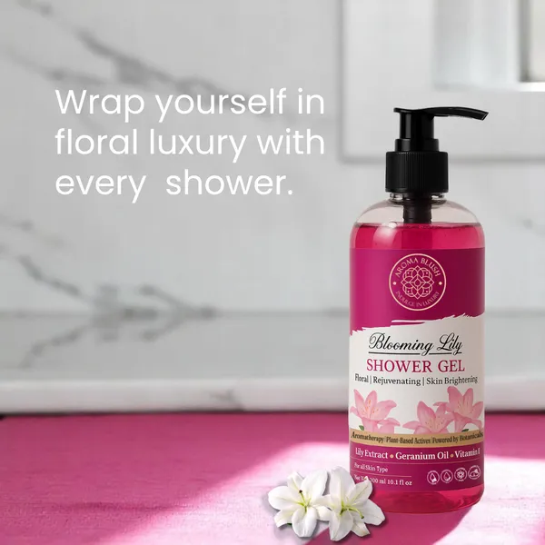 Aromablush_Blooming_Lily_Geranium_Vitamin_E_Shower_Gel