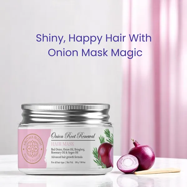 Aromablush_Onion_Bhringraj_Argan_Oil_Root_Renewal_Hair_Mask