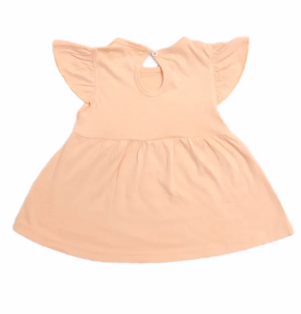 Peach_Cotton_Flutter_Sleeve_Gathered_Dress_For_Baby_Girls