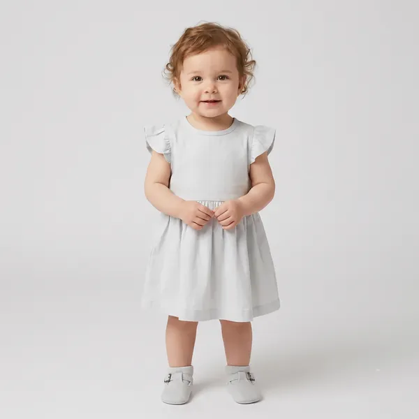 White_Cotton_Flutter_Sleeve_Gathered_Dress_For_Baby_Girls