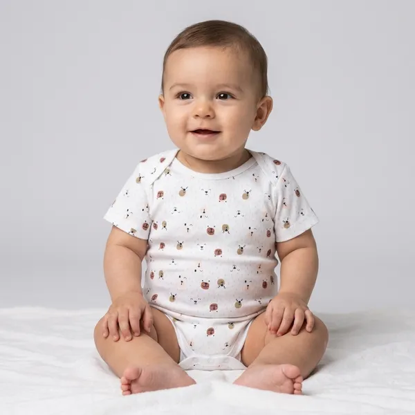 White_Cotton_Short_Sleeve_Bodysuit_And_Romper_Set_For_Babies
