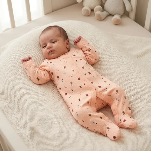 Peach_Cotton_Full_Sleeve_Bear_Print_Footie_Sleepsuit_For_Babies