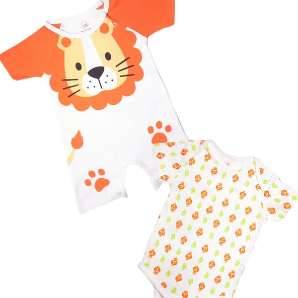 Lion_Theme_Short_Sleeve_Bodysuit_Set_For_Babies