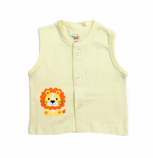 Cream_Cotton_Sleeveless_Lion_Print_Jabla_For_Babies