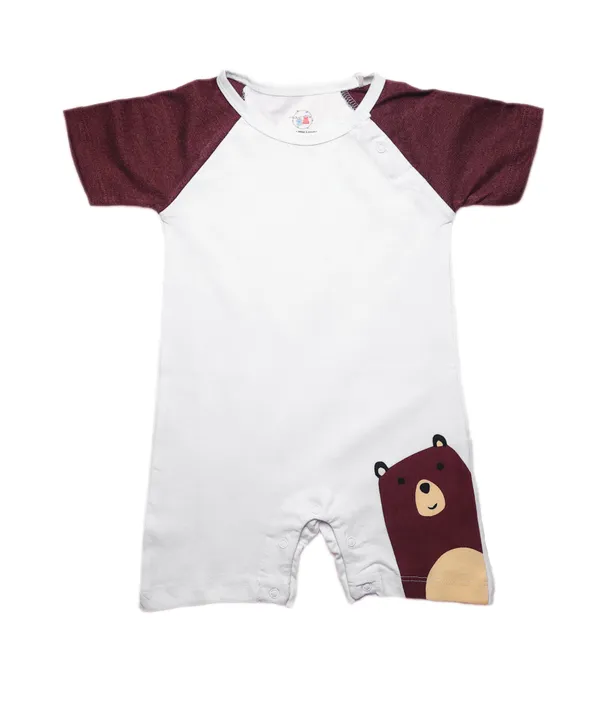 White_Cotton_Short_Sleeve_Bear_Print_Romper_For_Babies