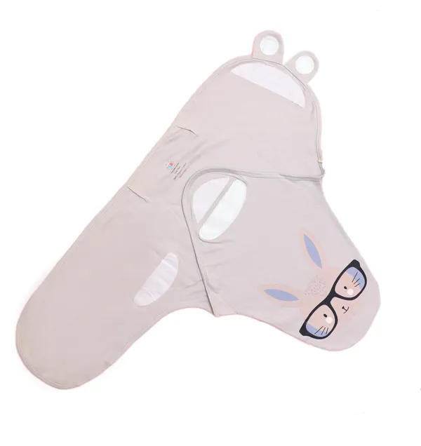White_Cotton_Rabbit_Print_Readymade_Swaddle_Sleeping_Bag_For_Babies