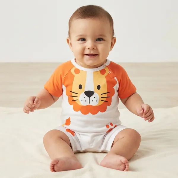 Lion_Theme_Short_Sleeve_Romper_For_Baby