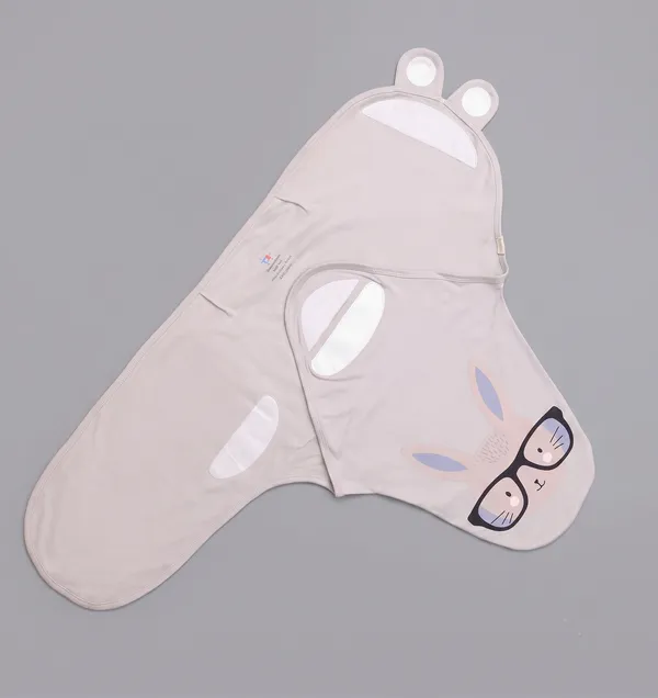 White_Cotton_Rabbit_Print_Readymade_Swaddle_Sleeping_Bag_For_Babies