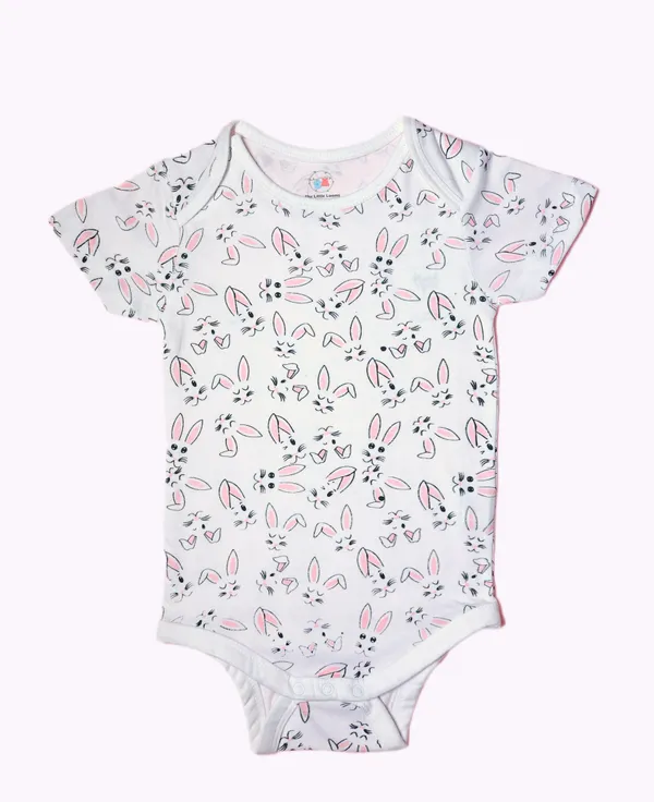White_Cotton_Short_Sleeve_Bunny_Print_Onesie_For_Babies